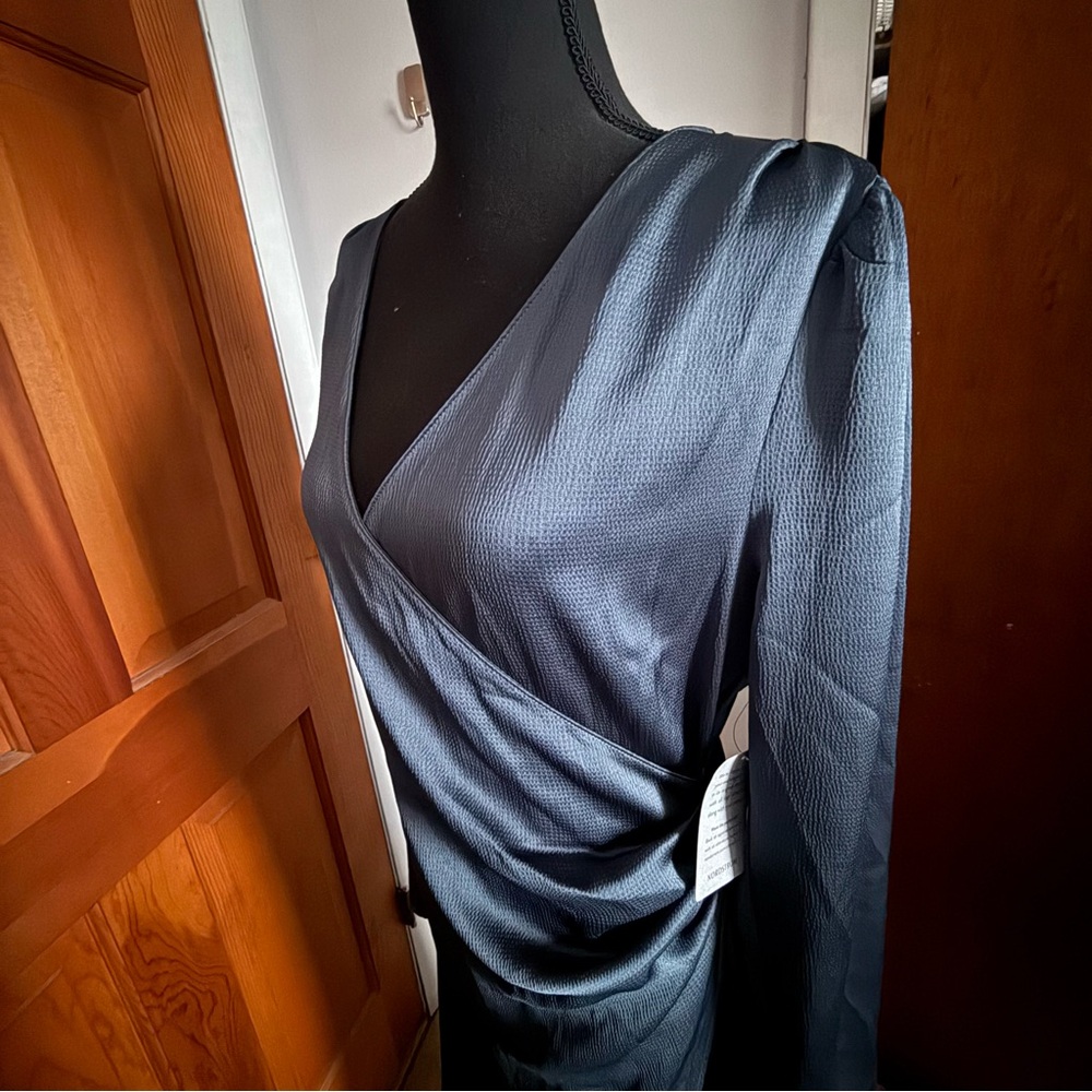 Lush Long Sleeved Silky Evening Dress - Picture 11 of 15